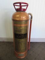 VINTAGE "THE BUFFALO" COPPER WITH BRASS PLATE FIRE EXTINGUISHER 