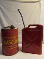 FILL ER UP! VINTAGE METAL 6.5 GALLON GAS CAN & JERRY CAN