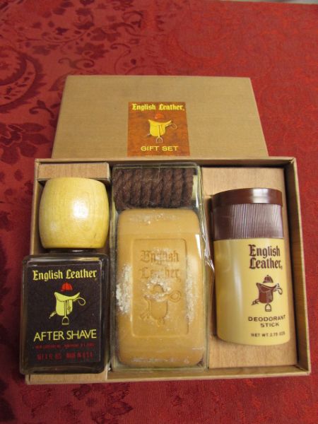 PAMPER YOUR GUY!  NEVER USED ENGLISH LEATHER GIFT SET, NEW BOXERS, PJ'S & SLIPPERS