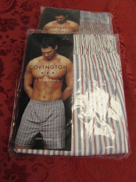 PAMPER YOUR GUY!  NEVER USED ENGLISH LEATHER GIFT SET, NEW BOXERS, PJ'S & SLIPPERS