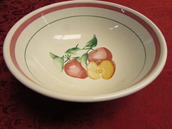 CUTE COUNTRY KITCHEN!  LARGE FRUIT BOWL, CERAMIC ON STEEL POT & MORE