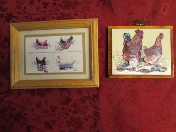 THE HEN HOUSE!  LOADS OF ADORABLE COUNTRY CHICKEN DÉCOR . . .  COOKIE JAR, CUTTING BOARD, ART & . . . . .