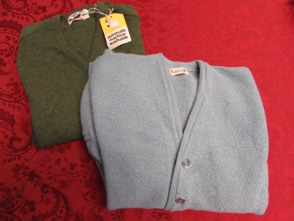 VERY NICE MEN'S SHIRTS & SWEATERS INCLUDING LAMB AND ALPACA -- NEVER WORN!!