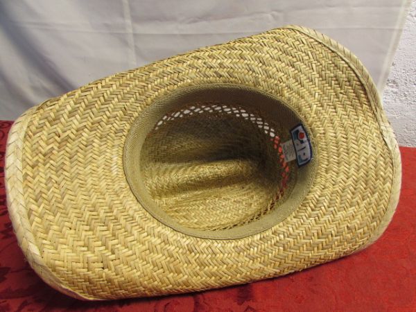 MEN'S HATS FOR ALL OCCASIONS, MOUNTAIN MAN POWDER HORN & NEVER WORN PJ'S & SHIRTS