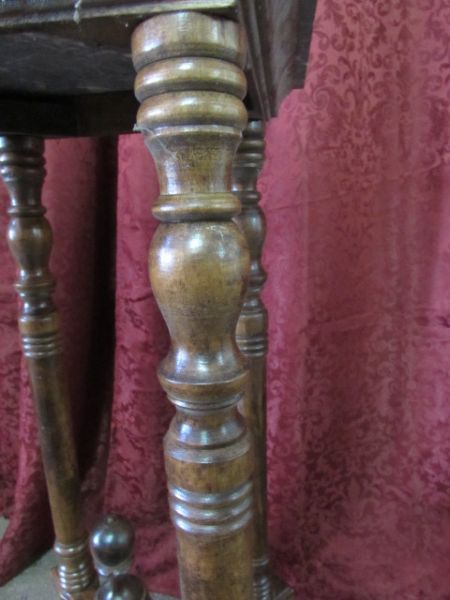 ANTIQUE PLANT STAND WITH MARBLE TOP