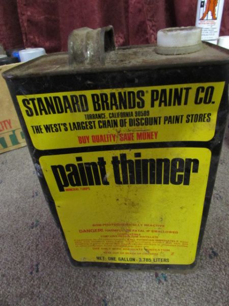 LOTS OF SPRAYPAINT, PAINT THINNER, WOOD STAIN