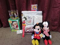 MICKEY & MINNIE MOUSE COLLECTIBLES, BLANKET, PLUSH TOYS, SALT & PEPPER , ALARM CLOCK & MUCH MORE.
