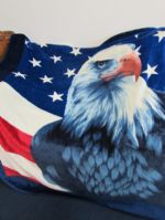LARGE FURRY AMERICAN FLAG WITH EAGLE BLANKET