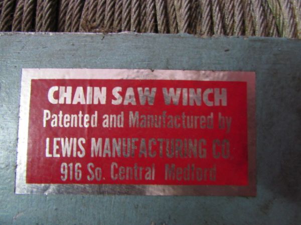 LEWIS MANUFACTURING CO. CHAINSAW WINCH - LABOR SAVING WINCH FOR HARD TO REACH PLACES
