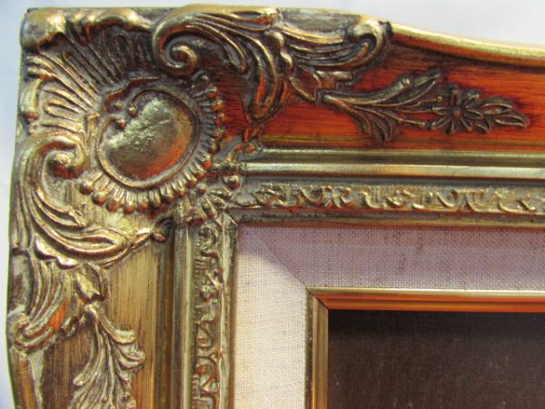 HANDSOME PAINTING IN A BEAUTIFUL DIMENSIONAL GILT FINISH FRAME 