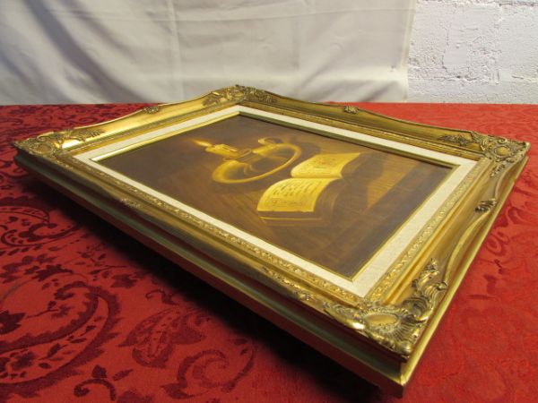 HANDSOME PAINTING IN A BEAUTIFUL DIMENSIONAL GILT FINISH FRAME 