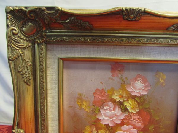 ORIGINAL SIGNED OIL PAINTING BY LISTED ARTIST ROBERT COX IN MATCHING DIMENSIONAL GILT FINISH FRAME