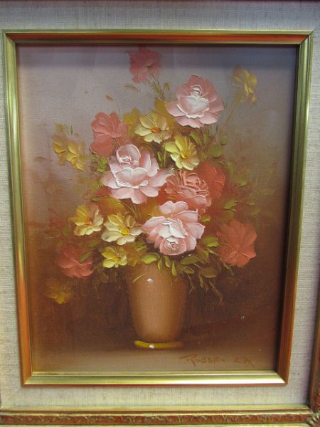 ORIGINAL SIGNED OIL PAINTING BY LISTED ARTIST ROBERT COX IN MATCHING DIMENSIONAL GILT FINISH FRAME