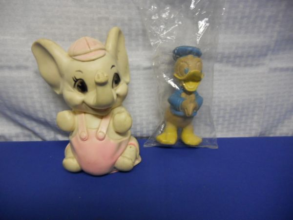TWO VINTAGE RUBBER FIGURINES 