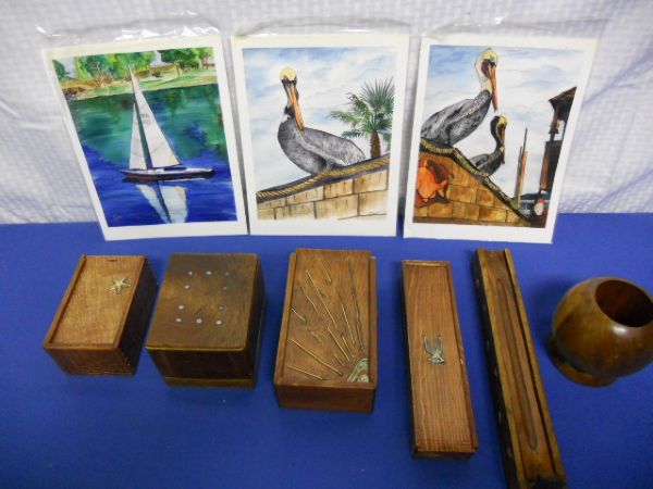 BEAUTIFUL WOODEN BOXES AND NUMBERED ART