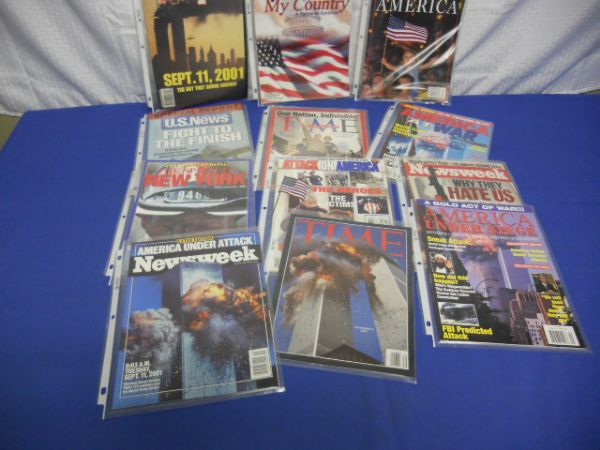 A COLLECTION OF 9/11 MEDIA IN PLASTIC COVERS