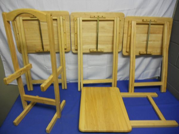 FOUR REAL WOOD T.V. DINNER TRAYS 