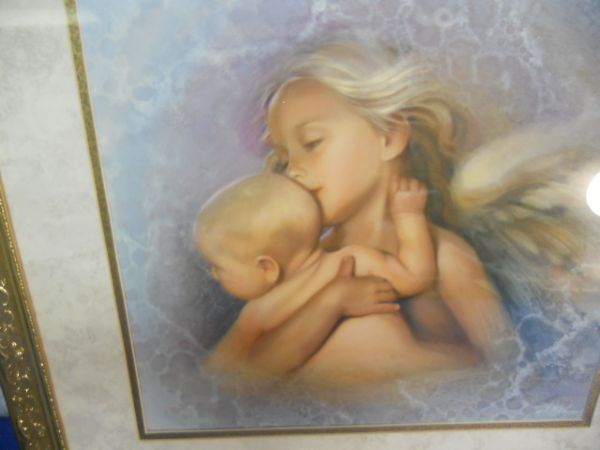 A GOLD GILTED FRAMED PICTURE,  ANGELS !!!!