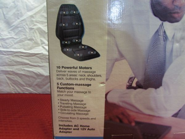 KICK BACK & RELAX WHEREVER YOU ARE!  NEW IN BOX HOMEDICS HEATED 10 MOTOR HEAT MASSAGER