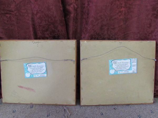 VINTAGE DIMENSIONAL  WALL ART!  TWO FABULOUS SHADOW BOX AEROPLANE WALL HANGINGS 