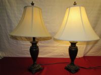 LET THERE BE LIGHT - TWO LOVELY ANTIQUED BRONZE URN STYLE TABLE LAMPS