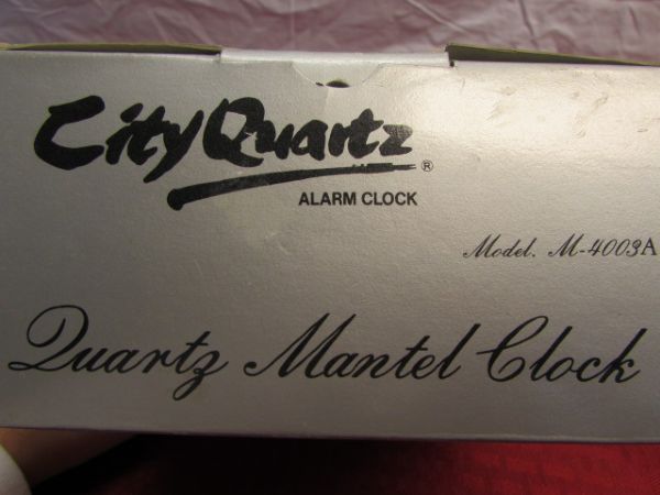 VINTAGE QUARTZ MANTEL CLOCK NEW IN BOX AND MEN'S TRAVEL VALET