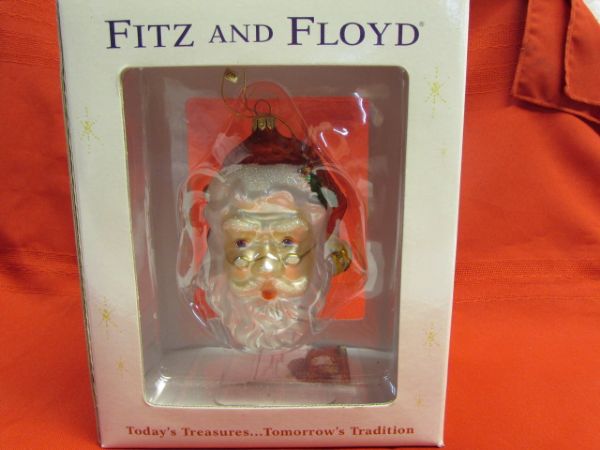FITZ & FLOYD OLD FASHIONED SANTA GLASS ORNAMENT 
