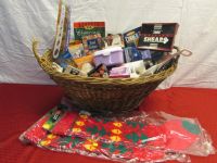 GIANT GIFT BASKET FULL OF NEVER USED GIFTS FOR LADIES PLUS TWO STOCKINGS TO "STUFF" THEM IN!