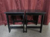 TWO SLEEK MATCHING BLACK SIDE TABLES 