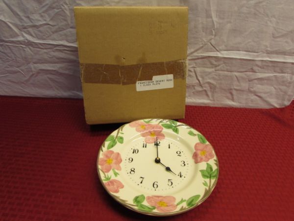 BEAUTIFUL FRANCISCAN DESERT ROSE CLOCK PLATE  NEVER USED & IN THE BOX.