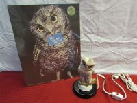 GIVE A HOOT!  BRINNS PORCELAIN OWL LAMP & OWL WALL ART