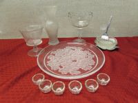 VINTAGE GLASSWARE - SALT CELLARS, PICKLE DISH, COMPOTES & MORE