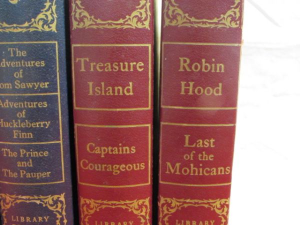 VINTAGE LIBRARY!  NINE CLASSICS IN HARDBACK INCLUDING ROBIN HOOD, TREASURE ISLAND, MOBY DICK & MORE!
