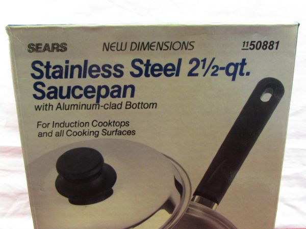NEW IN BOX STAINLESS STEEL 2.5 QT SAUCE PAN