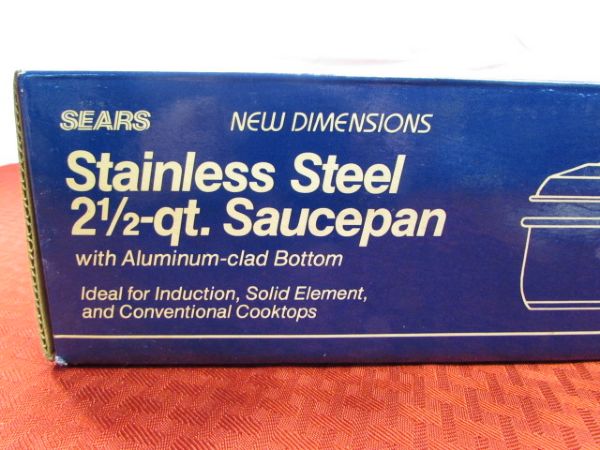 NEW IN BOX STAINLESS STEEL 2.5 QT SAUCE PAN
