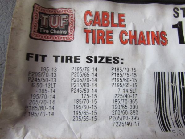 HEAVY DUTY JACK STANDS AND CABLE TYPE TIRE CHAINS