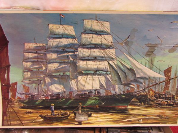 AWESOME VINTAGE MODEL BOAT KIT THE THERMOPYLAE CLIPPER SHIP PLUS PACTRA 'NAMEL PAINT FOR MODELS 