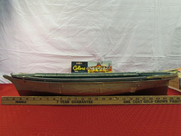 AWESOME VINTAGE MODEL BOAT KIT THE THERMOPYLAE CLIPPER SHIP PLUS PACTRA 'NAMEL PAINT FOR MODELS 