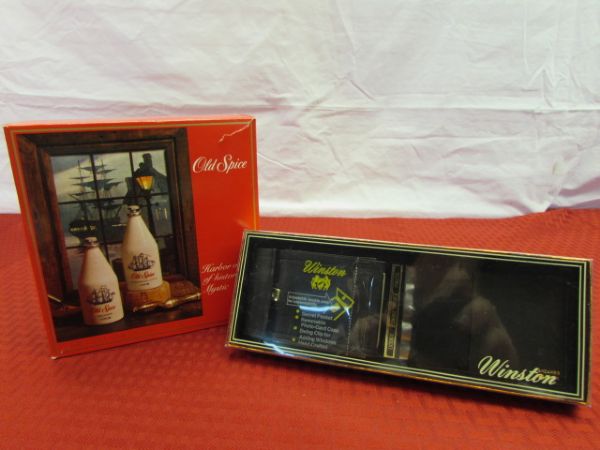 GREAT MEN'S GIFT!  NEW IN BOX WINSTON CALF SKIN WALLET & OLD SPICE GIFT SET
