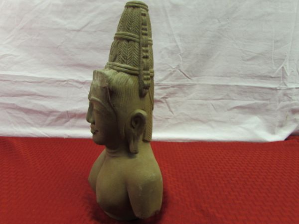 SOLID STONE HAND CARVED TEMPLE GUARD STATUE