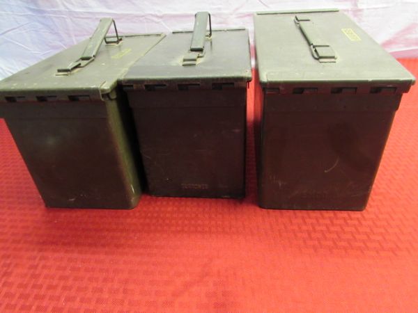 THREE LARGE AMMO CANS IN GREAT CONDITION!
