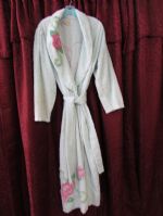 COZY WOMENS CHENILLE BATHROBE WITH ROSE ACCENT