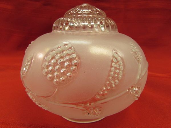 TWO LOVELY, VINTAGE FROSTED GLASS CEILING LIGHT GLOBES 