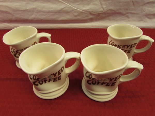 COCKEYED COFFEE FOUR GREAT MUGS 