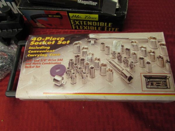 SMALL TOOLS - SOCKET SET, VISE, WIRE BRUSH SET & MORE