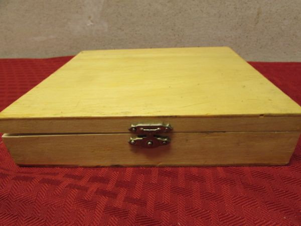 LATCHING WOOD STORAGE BOX WITH NEVER USED HIGH SPEED BITS