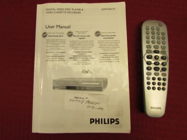 PHILLIPS DVD/VHS COMBO PLAYER W/REMOTE - NICE!