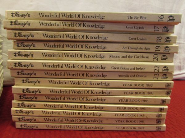 VINTAGE DISNEY'S WONDERFUL WORLD OF KNOWLEDGE & YEARBOOKS - 28 BOOKS TOTAL