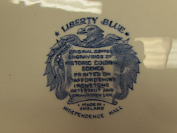 6 VINTAGE STAFFORDSHIRE LIBERTY BLUE DINNER PLATES, MINI SOUVENIR PHOTO PACK,  BLUE DELFT TILE & MORE