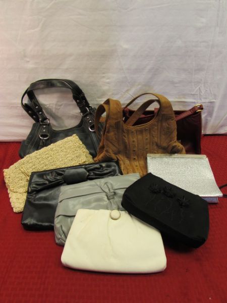 A HANDBAG FOR EVERY OCCASION - 9 TOTAL, MODERN & VINTAGE